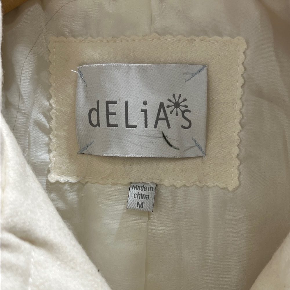 dELiA*s Cream Double-Breasted Pea Coat with Dark Buttons - Picture 2 of 5